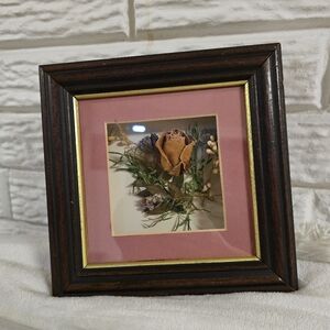 Vintage framed dried flower shadow box